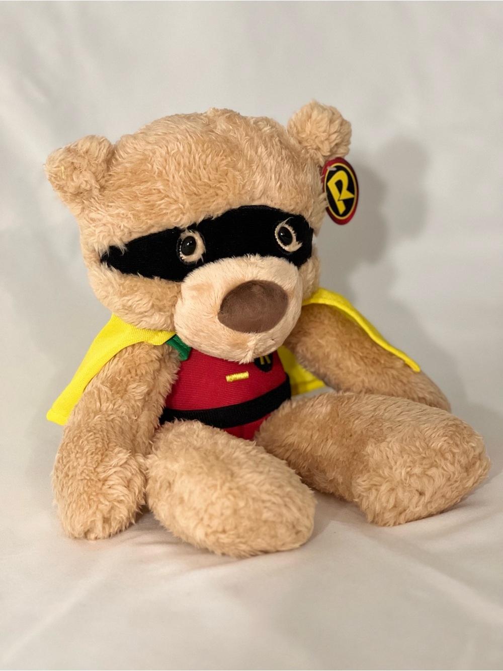 NWT GUND DC Comics Robin Fuzzy Teddy Bear Stuffed Animal Plush, Beige, 14"